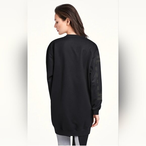 Wolford Logo Sweat Dress Black/Steel Oversized With Logo-Print Day Dress Size S - Picture 7 of 14